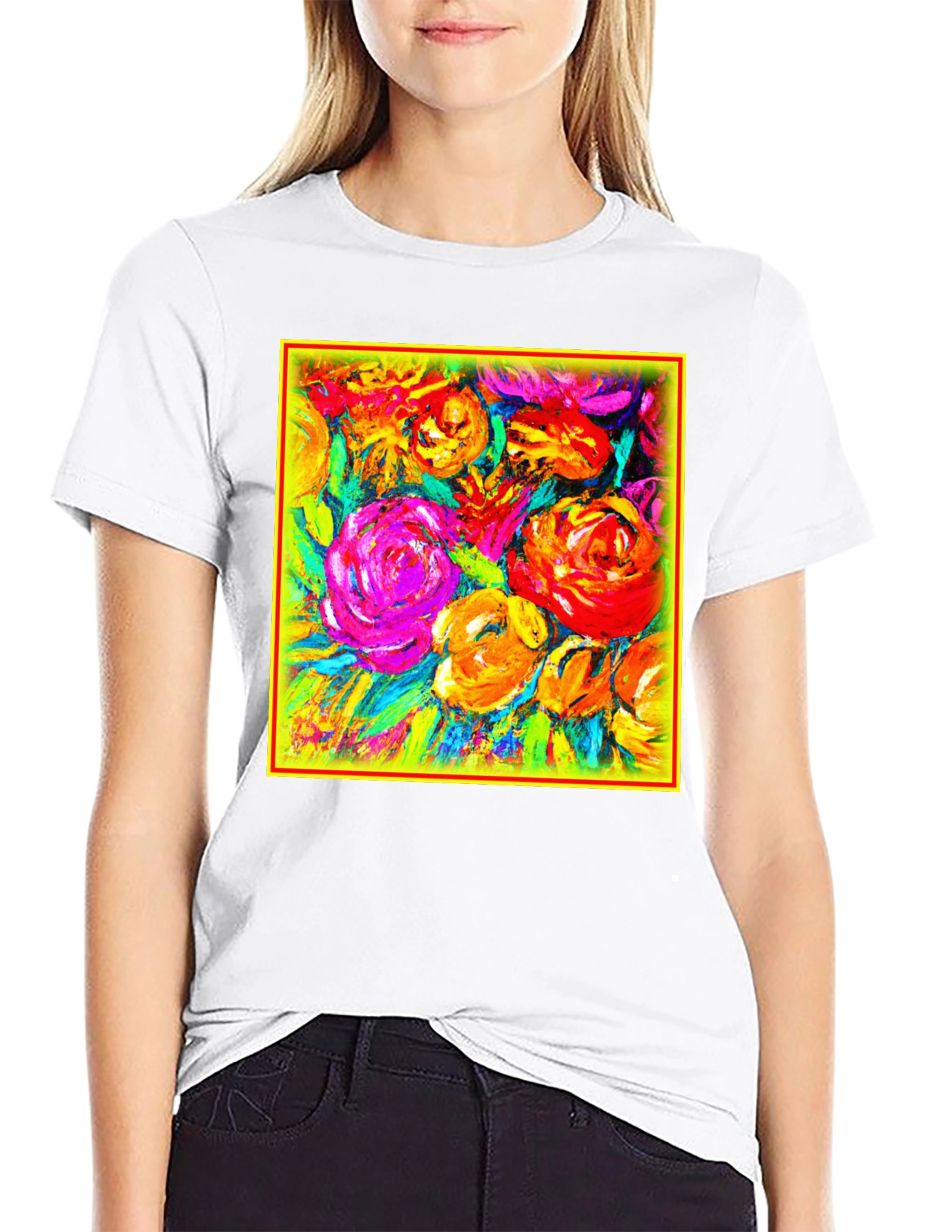 Floral Burst Graphic Tee - Vibrant Art Design