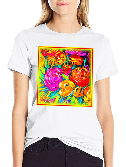Floral Burst Graphic Tee - Vibrant Art Design