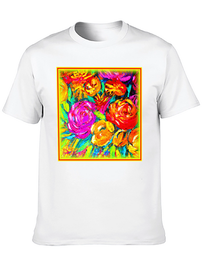 Floral Burst Graphic Tee - Vibrant Art Design