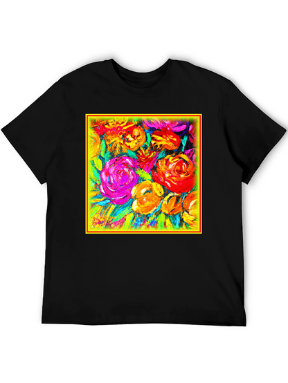 Floral Burst Graphic Tee - Vibrant Art Design