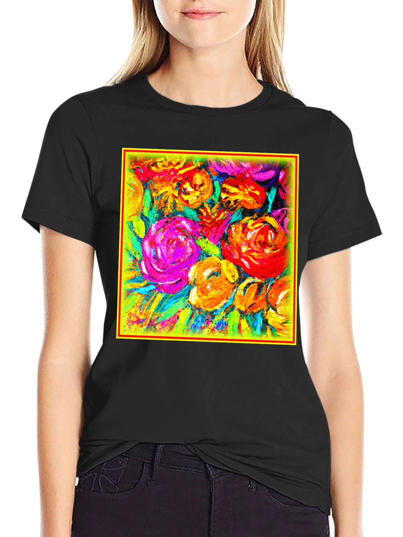Floral Burst Graphic Tee - Vibrant Art Design