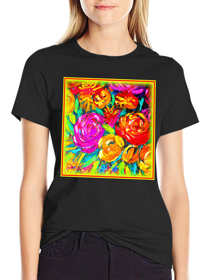 Floral Burst Graphic Tee - Vibrant Art Design