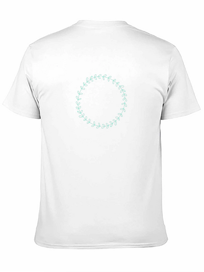 Black Tee with Leaf Wreath Graphic