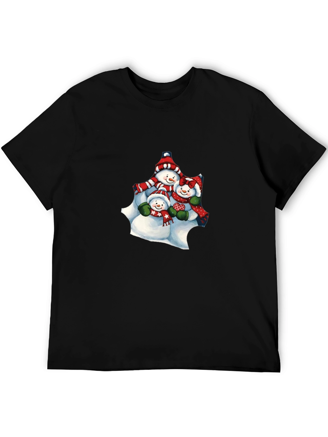 Snowman Family Black T-Shirt