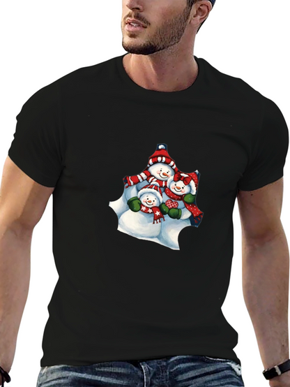Snowman Family Black T-Shirt