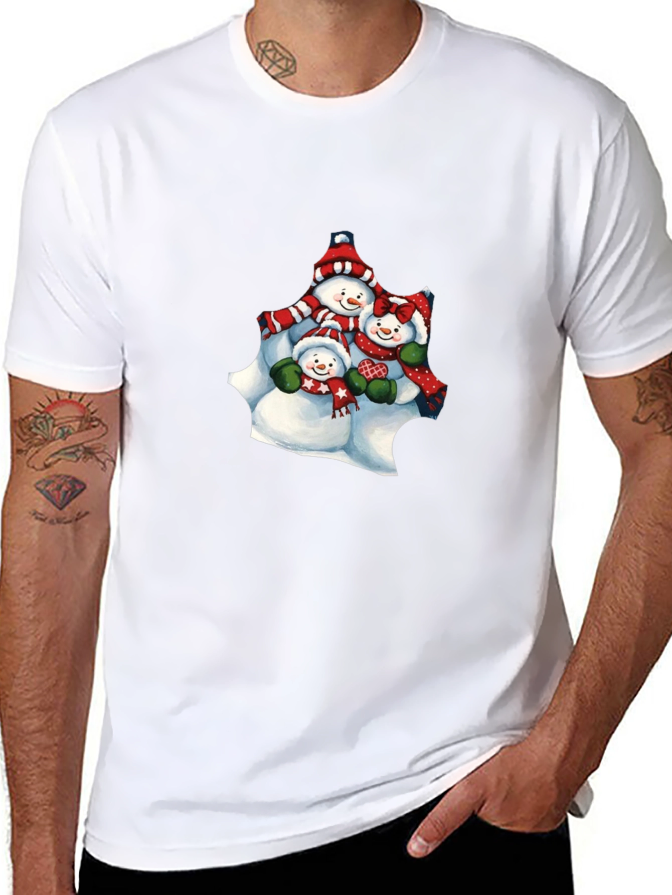 Snowman Family Black T-Shirt