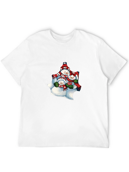 Snowman Family Black T-Shirt