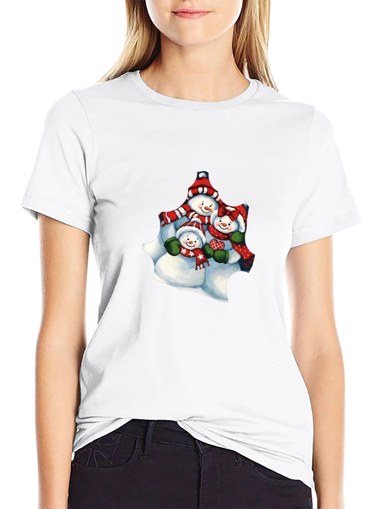 Snowman Family Black T-Shirt