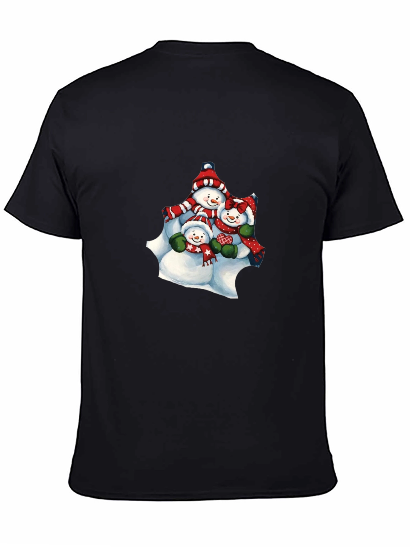 Snowman Family Black T-Shirt