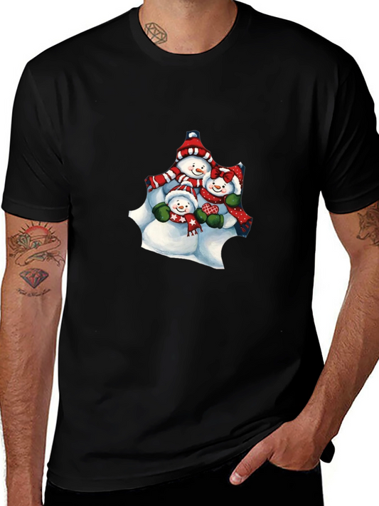 Snowman Family Black T-Shirt
