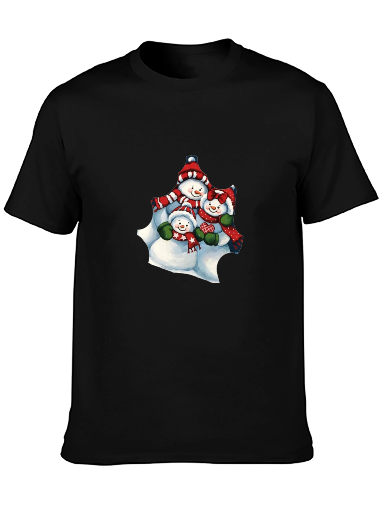 Snowman Family Black T-Shirt