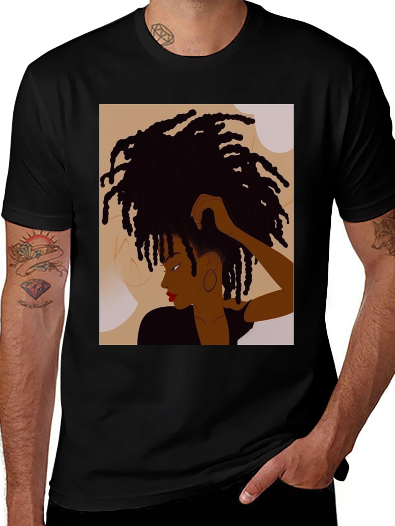 Afro Art Black Tee - Stylish Graphic Print