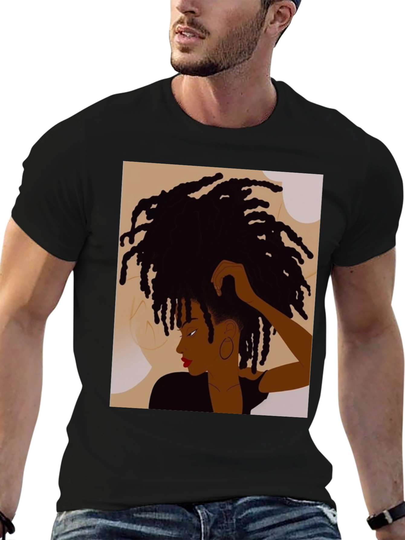 Afro Art Black Tee - Stylish Graphic Print