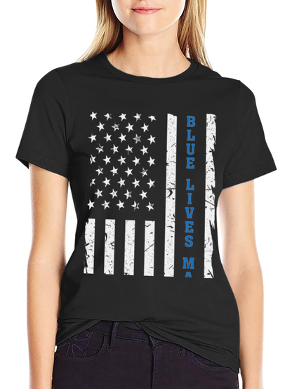 Blue Lives Matter American Flag T-Shirt