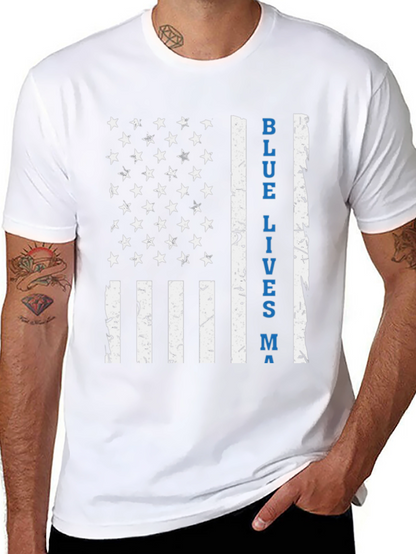 Blue Lives Matter American Flag T-Shirt