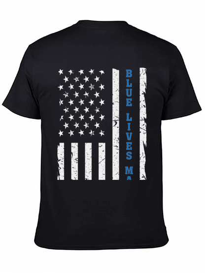 Blue Lives Matter American Flag T-Shirt