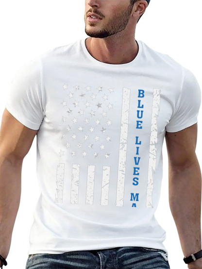 Blue Lives Matter American Flag T-Shirt