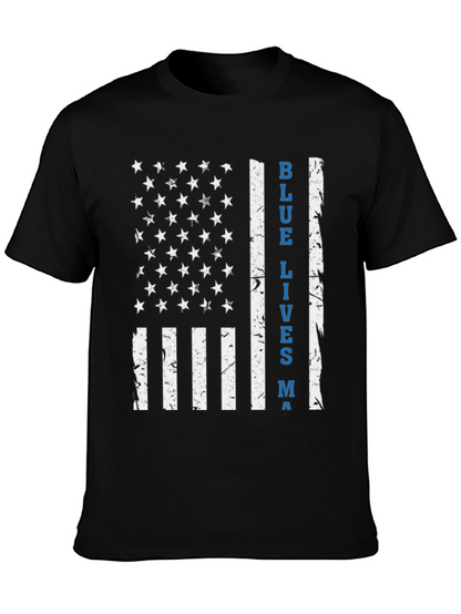 Blue Lives Matter American Flag T-Shirt