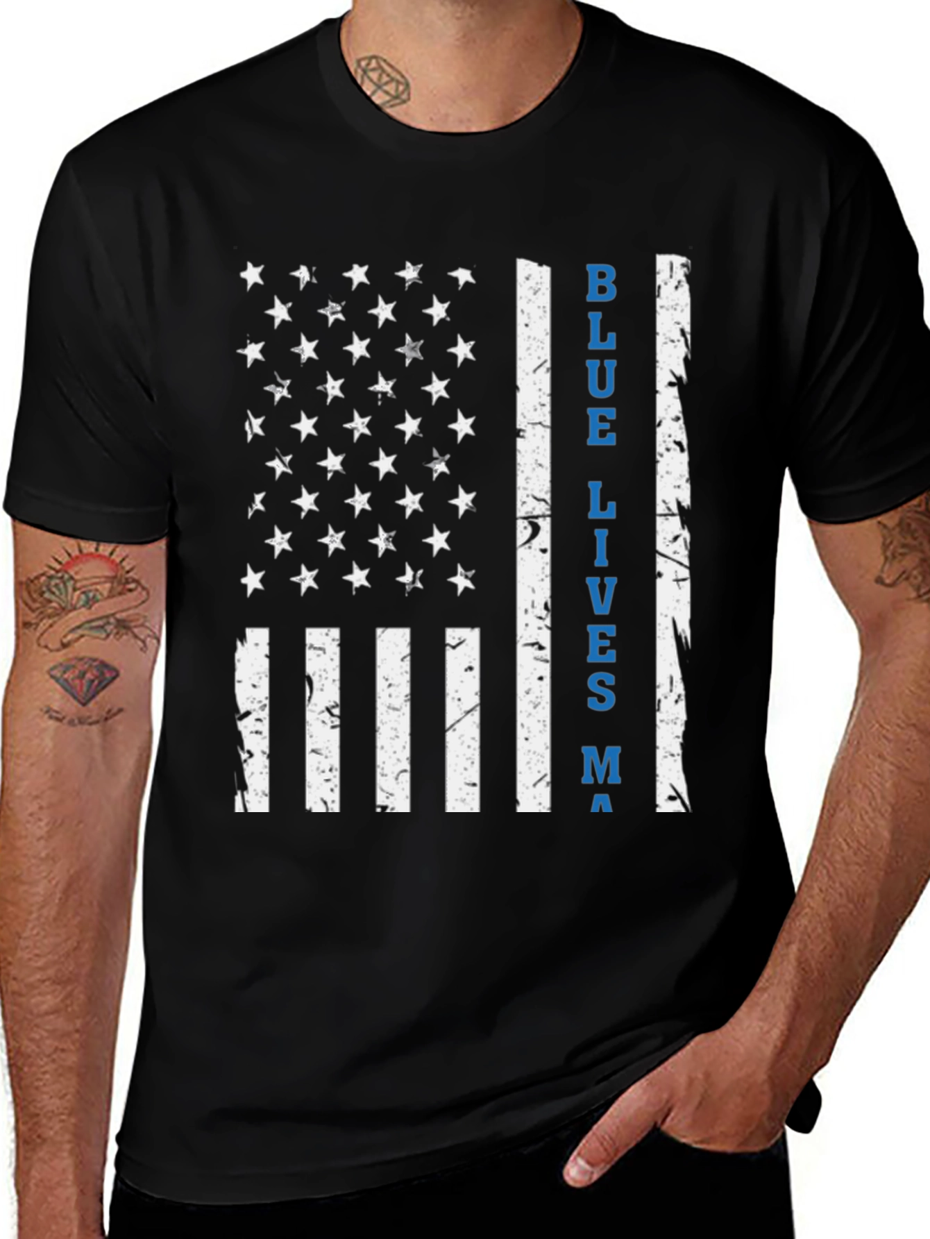 Blue Lives Matter American Flag T-Shirt
