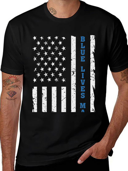 Blue Lives Matter American Flag T-Shirt