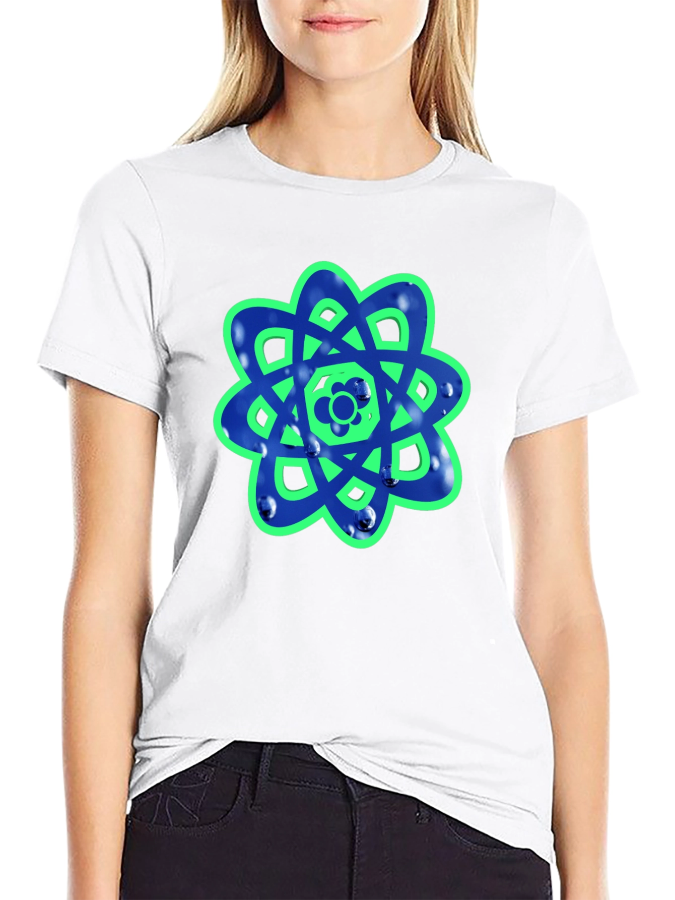 Geometric Flower Graphic Tee - Casual Style