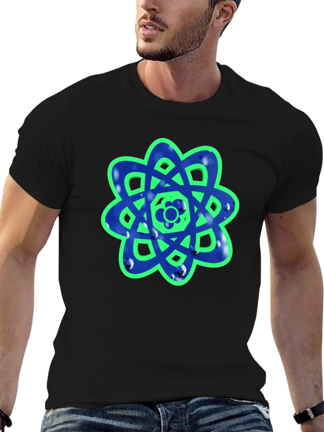 Geometric Flower Graphic Tee - Casual Style
