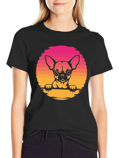 Chihuahua Sunset Graphic Tee - Unisex Black T-Shirt
