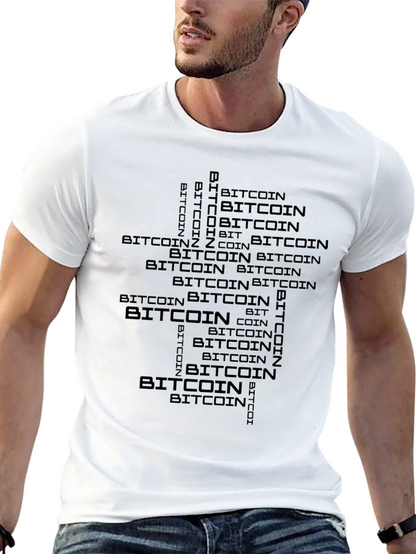 Bitcoin Word Art Mens Black T-Shirt