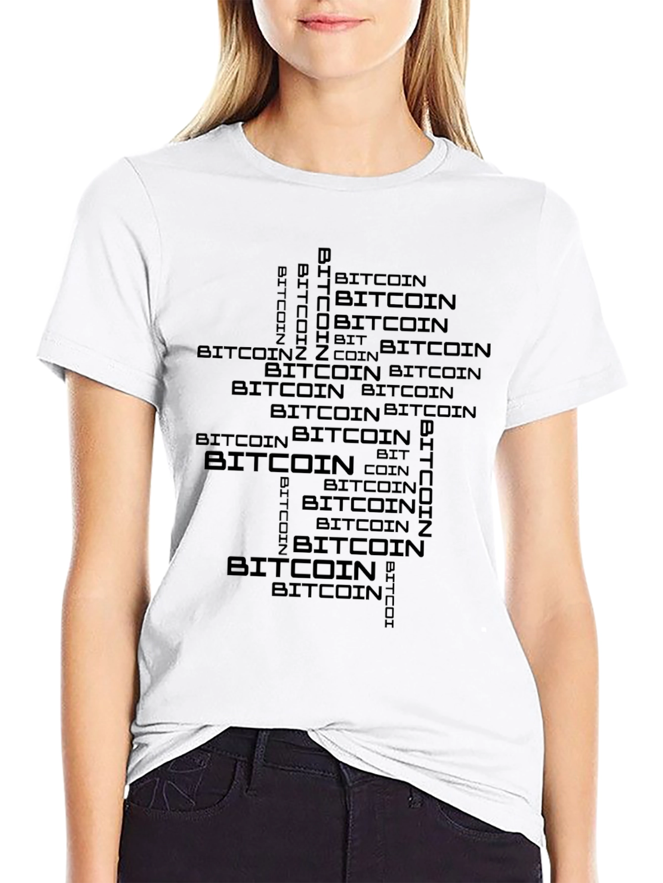 Bitcoin Word Art Mens Black T-Shirt