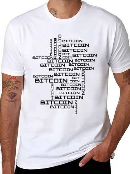 Bitcoin Word Art Mens Black T-Shirt
