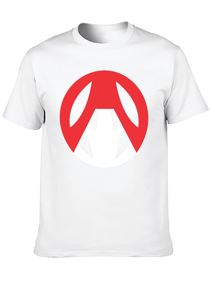 Edgy Graphic Tee: Red Symbol on Black Cotton T-Shirt