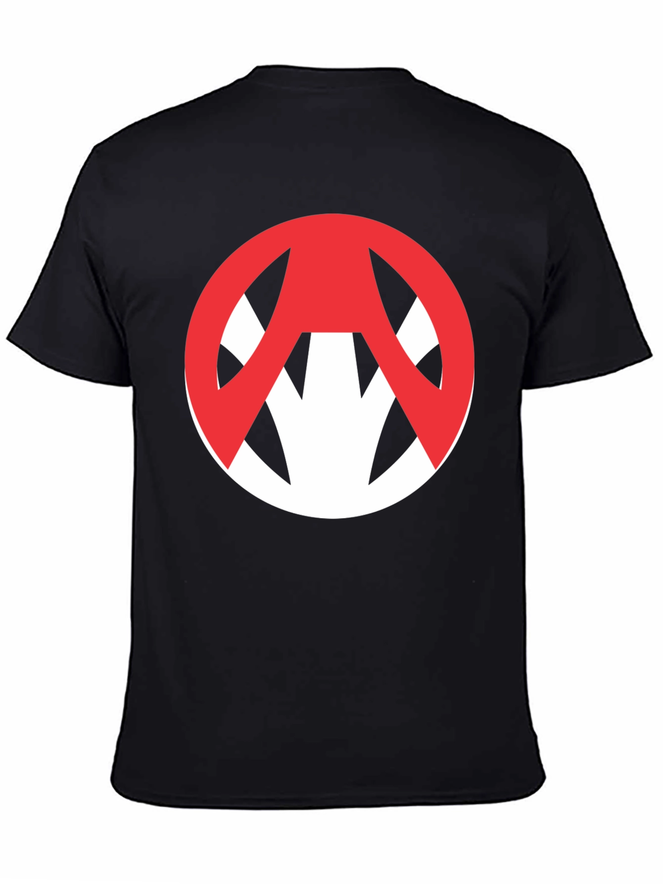 Edgy Graphic Tee: Red Symbol on Black Cotton T-Shirt
