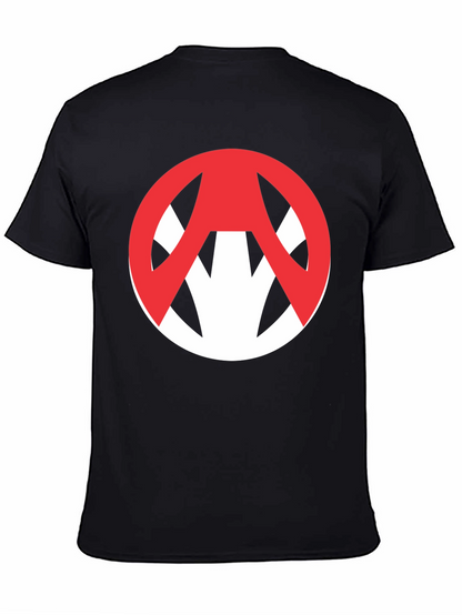 Edgy Graphic Tee: Red Symbol on Black Cotton T-Shirt