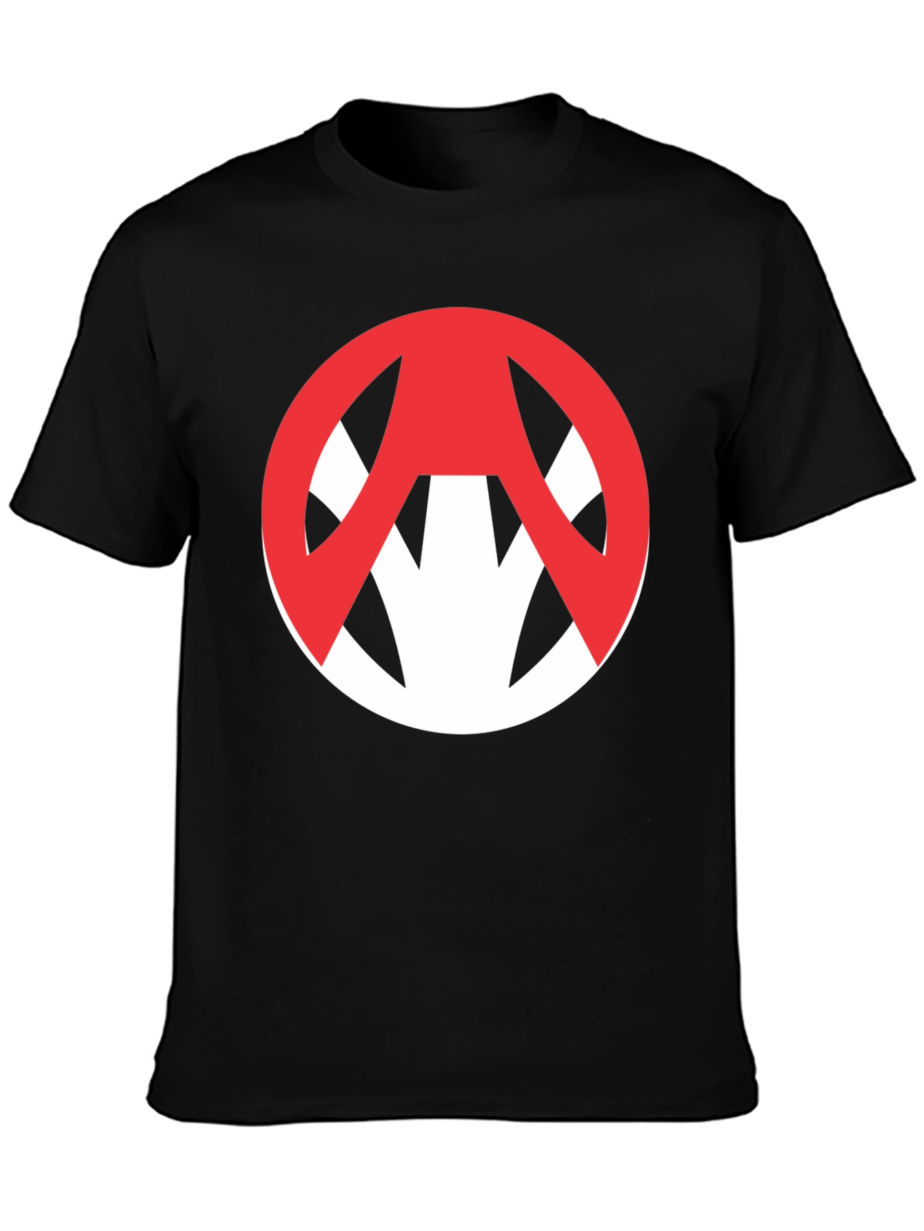 Edgy Graphic Tee: Red Symbol on Black Cotton T-Shirt