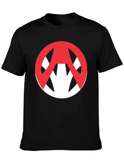 Edgy Graphic Tee: Red Symbol on Black Cotton T-Shirt