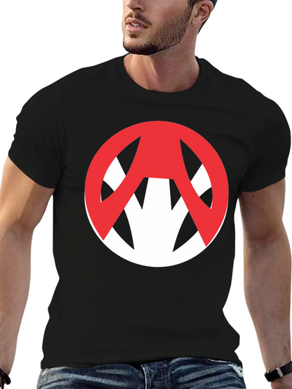 Edgy Graphic Tee: Red Symbol on Black Cotton T-Shirt