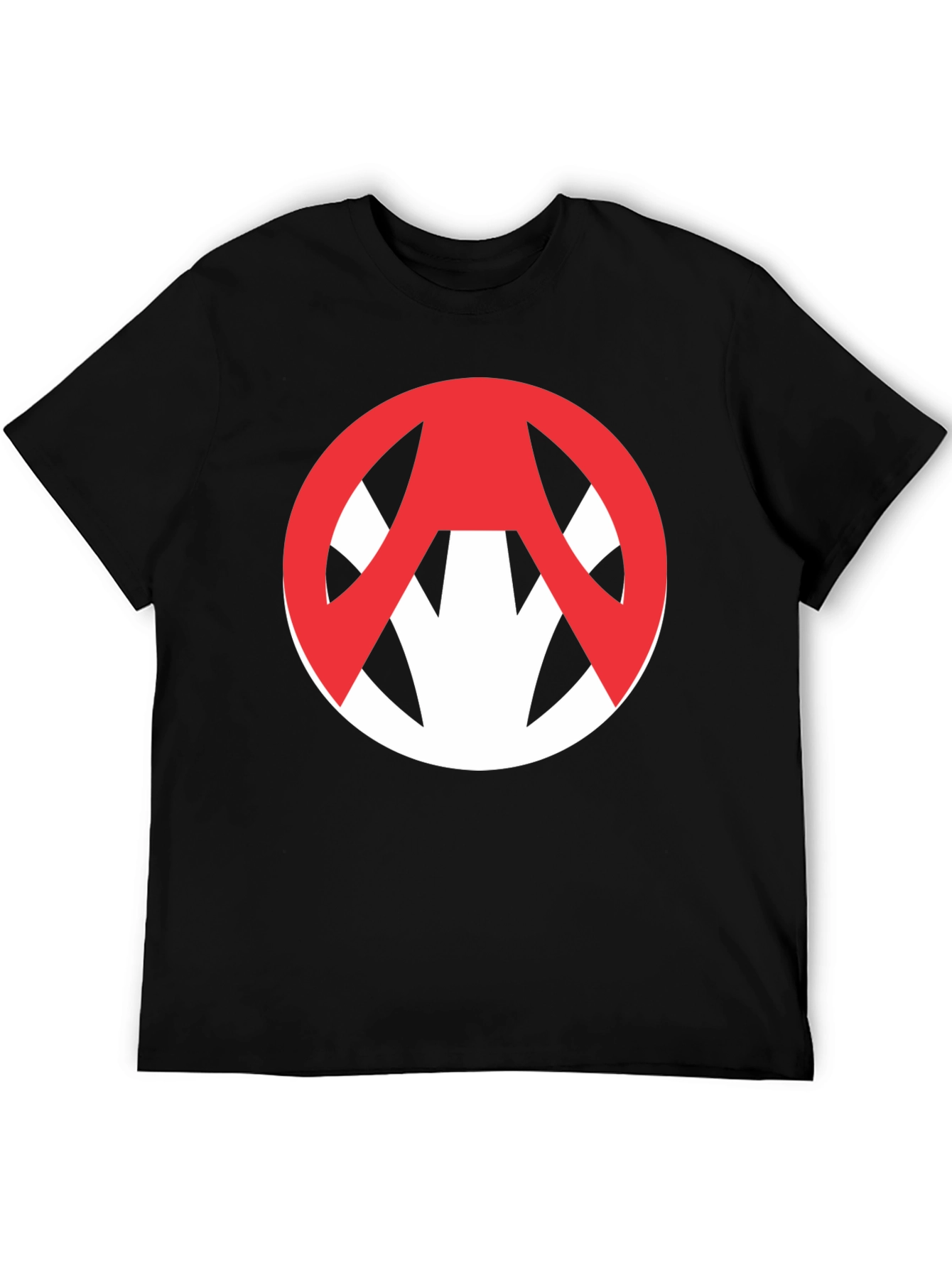 Edgy Graphic Tee: Red Symbol on Black Cotton T-Shirt
