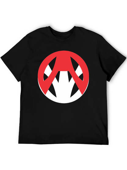 Edgy Graphic Tee: Red Symbol on Black Cotton T-Shirt