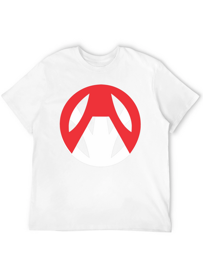 Edgy Graphic Tee: Red Symbol on Black Cotton T-Shirt