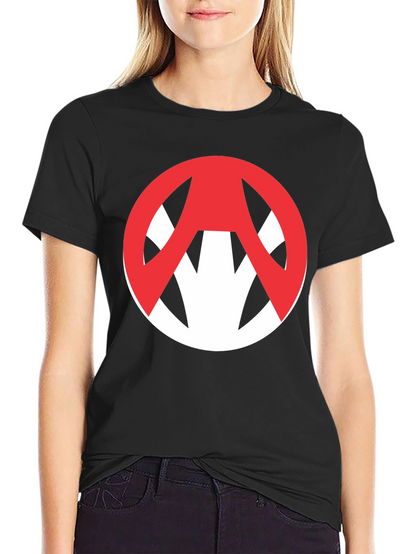 Edgy Graphic Tee: Red Symbol on Black Cotton T-Shirt
