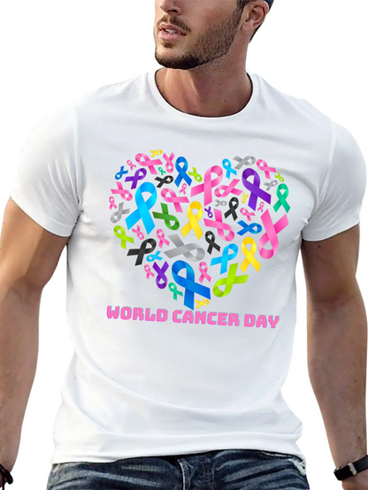 World Cancer Day Ribbon Heart T-Shirt