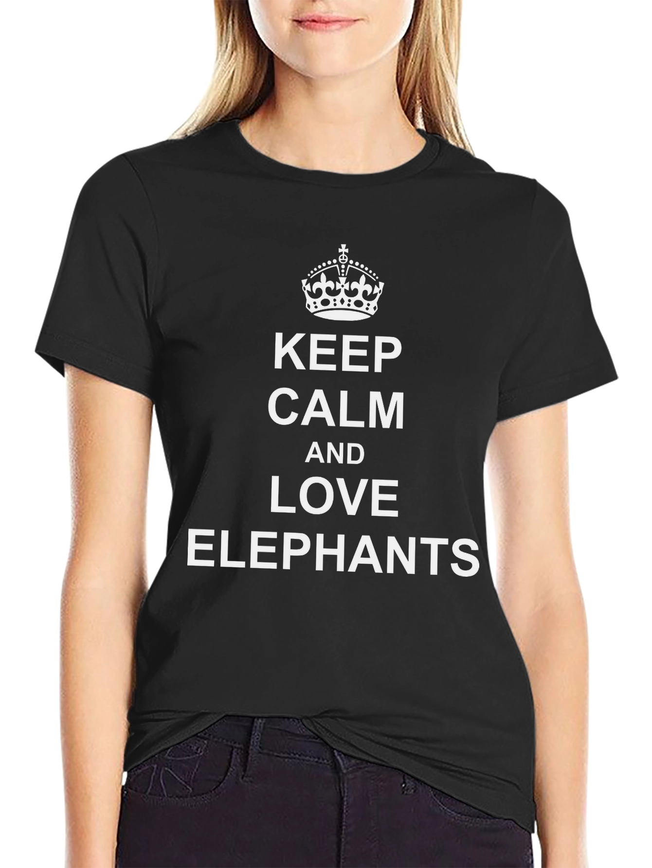Keep Calm & Love Elephants Black T-Shirt