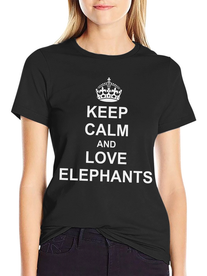 Keep Calm & Love Elephants Black T-Shirt
