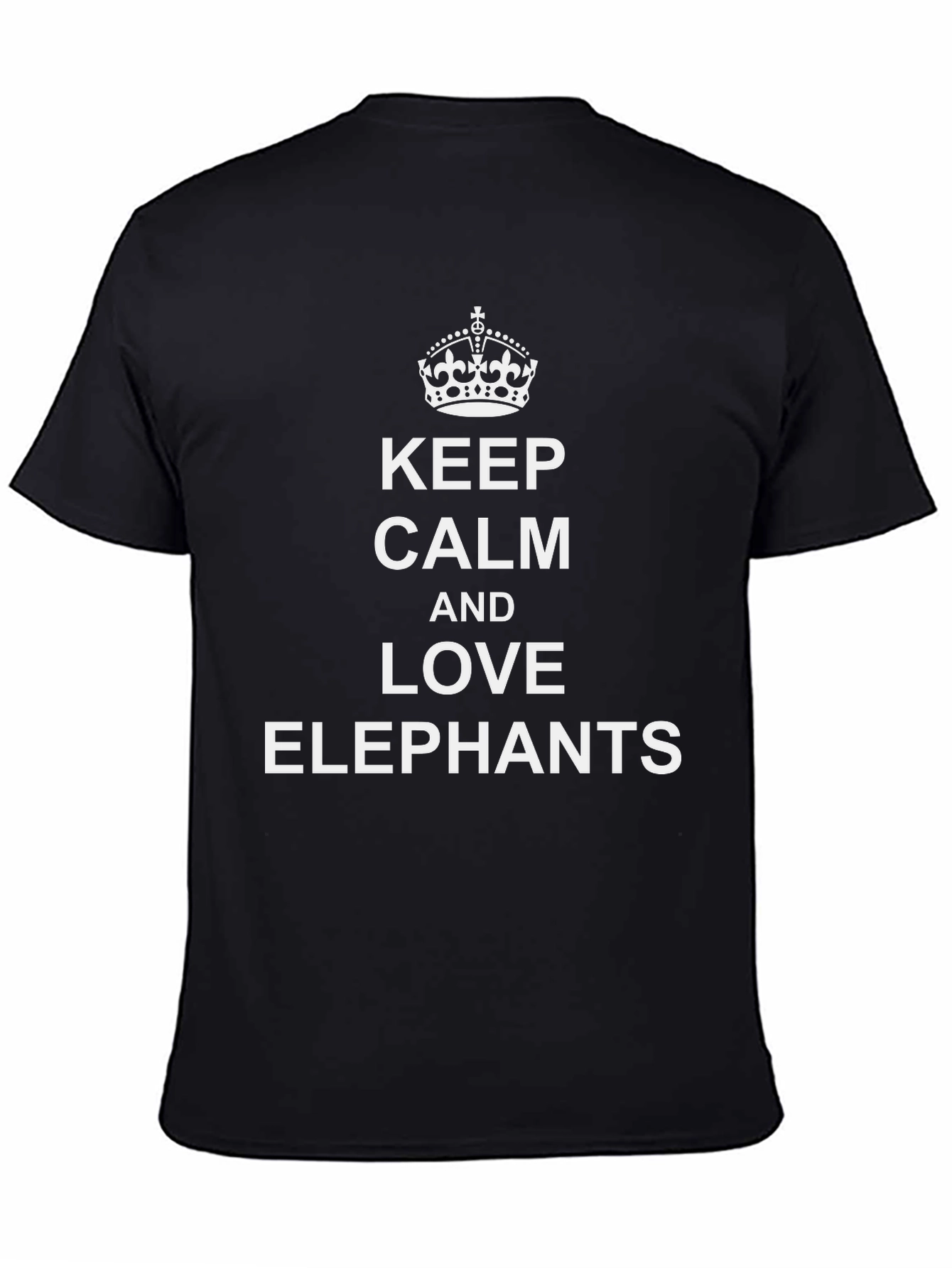 Keep Calm & Love Elephants Black T-Shirt