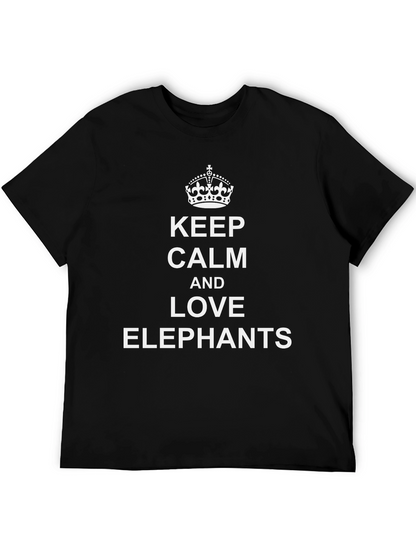 Keep Calm & Love Elephants Black T-Shirt