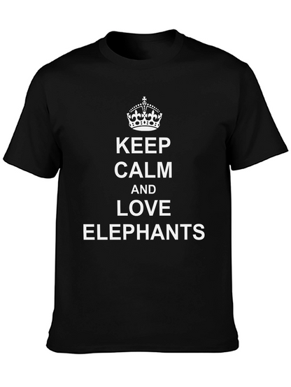 Keep Calm & Love Elephants Black T-Shirt