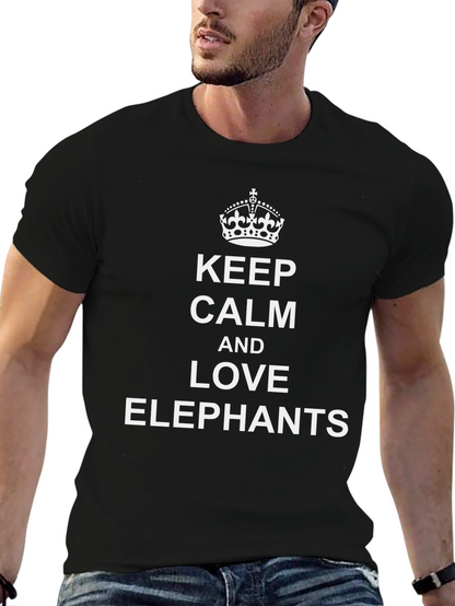 Keep Calm & Love Elephants Black T-Shirt