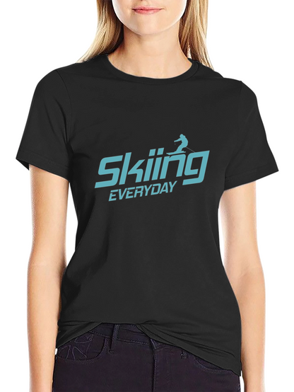 Skiing Everyday Black T-Shirt
