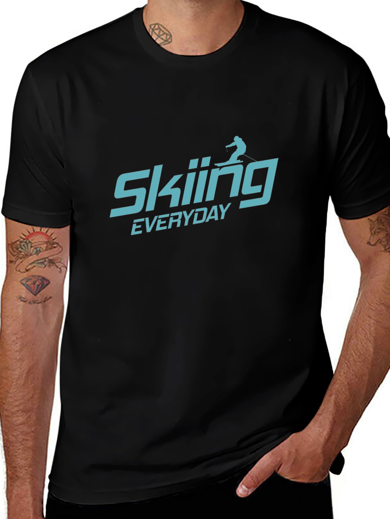 Skiing Everyday Black T-Shirt
