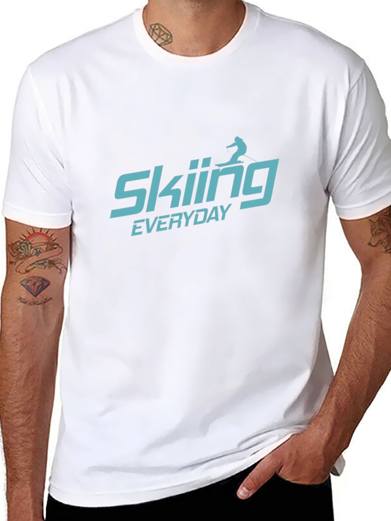 Skiing Everyday Black T-Shirt